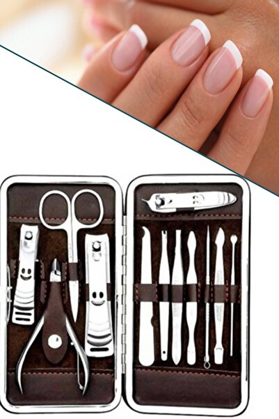 MOBEE Çantalı 12 Parça Tırnak Makası Cımbız Törpü Manikür Pedikür Seti