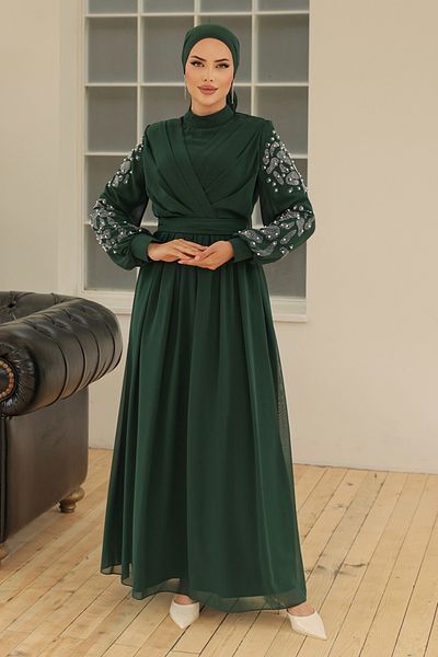 ModaMerve Βραδινό φόρεμα Emerald Chiffon - LPN4192