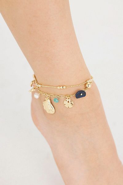 DeFacto 2-piece Women's GolD Anklet Seashell Set - D4884axns
