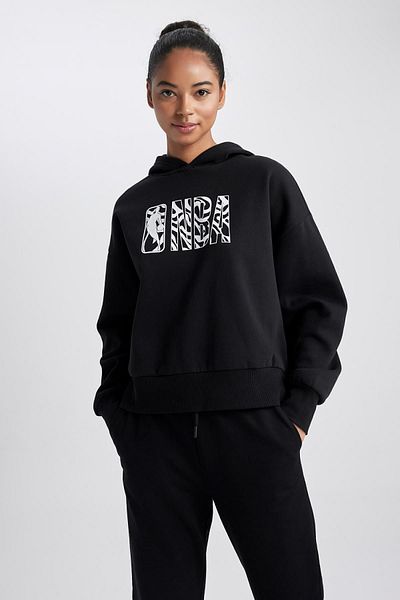 DeFacto NBA Wordmark Fit Hooded Thick Sweatshirt - A8971ax23au