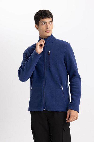 DeFacto Fleece Zippered Regular Fit Sweatshirt - Stand Collar and Pocket B3114Ax23Au
