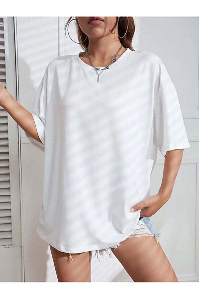 King Brothers Άνετο και κομψό oversize λευκό βαμβακερό μπλουζάκι