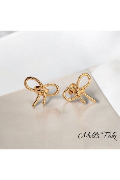 MELLS TAKI Stainless Steel Bow - Gold 316L Earrings
