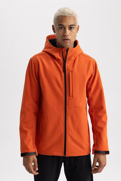 DeFacto Fit Water Repellent Softshell Coat με φερμουάρ με κουκούλα A2122ax23wn