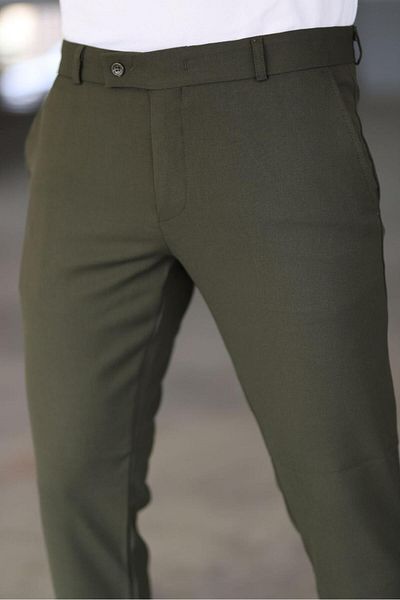 Gavazzi Men's Khaki Color Italian Cut Quality Flexible Lycra Ankle Length Fabric Trousers