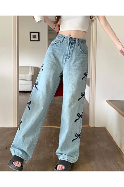 Gofeel Day Light Y2k Ribbon Detail Bol Paça Yıkamalı Pantolon Jean