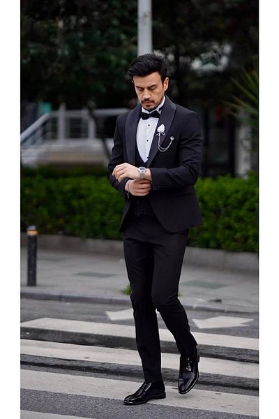 Terziayhan Groom Suit Tuxedo Black Slim Fit Full Set