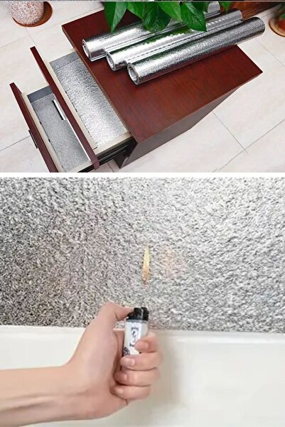 Buffer ® Rulo Gümüş Alüminyum Folyo Duvar Kağıdı, Kendinden Yapışkanlı Raf İçi, Su Geçirmez Folyo 2