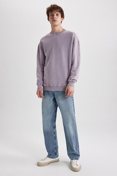 DeFacto Φούτερ Crew Neck Washed Comfort Fit - Pale Effect B1119ax23au