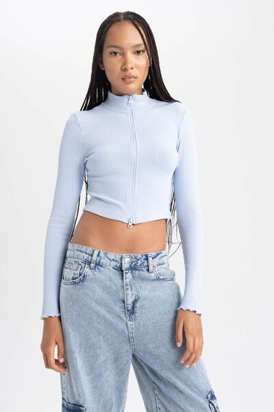 DeFacto Gerippter Camisole-Cardigan – Halber Rollkragen, B0927ax23au