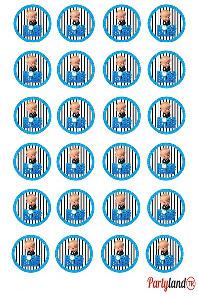 PartylandTR Baby Boss Patron Bebek 5 cm. Yapışkanlı Yuvarlak Etiket - Sticker...