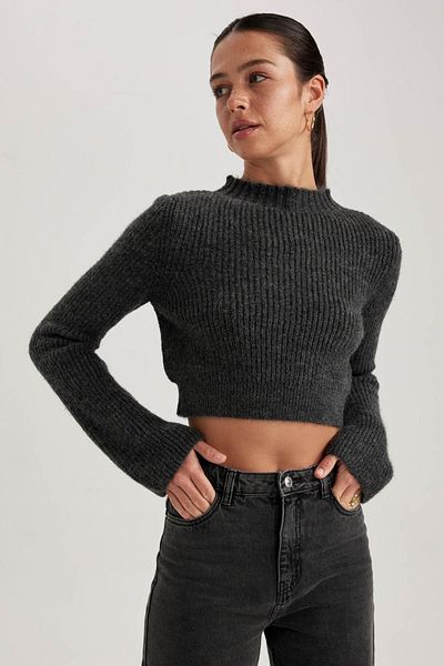DeFacto ThessAloniki Stoff-Sweatshirt mit halbem Rollkragen - A3823ax23wn