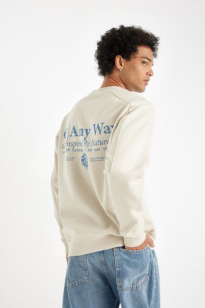 DeFacto Φούτερ με στάμπα Crew Neck Boxy Fit Back - C7046AX24AU