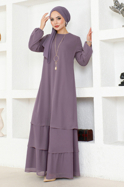 ModaMerve Lilac Chiffon Dress - ASM2698