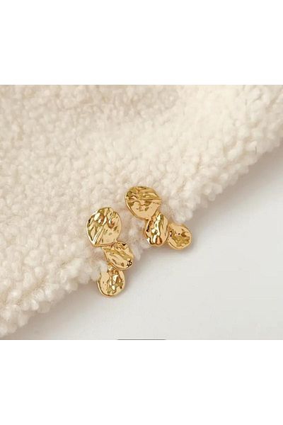 MELLS TAKI Dangle Flower Pattern Gold 316L Stainless Steel Earrings