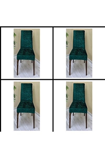 KILIFSAN 4 Adet Parlak Kadife Kumaş Sandalye Kılıfı Yıkanabilir Likralı Esnek Lastikli, Sandalye Örtü