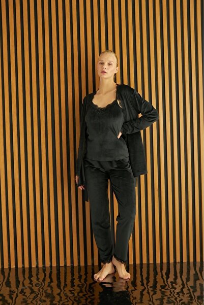 Pijamoni Women's Velvet Soft Triple Pajamas Suit 5545