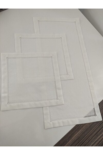 Etamin nakisim Etuval Linen 3 Parça Yatak Odası Takımı Kırık Beyaz Renk