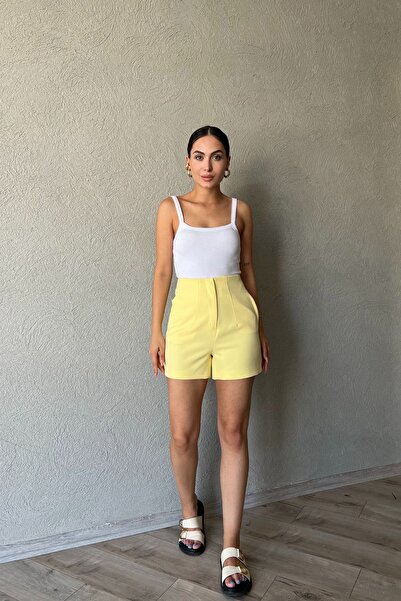 Seda Yalçın Atelier Mini Shorts - Yellow Collet Detailed