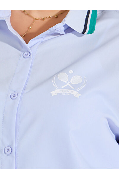 Styli Plus Size Oversized Button Down Shirt with Logo Detail