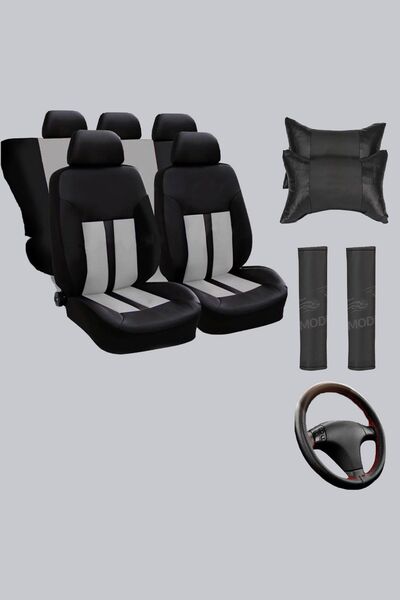 Modern Garaj غطاء مقعد رياضي باللون الرمادي والأسود من كيا، وسادة للرقبة، مجم...