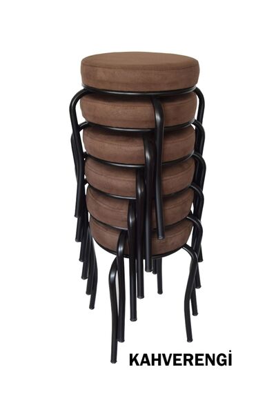 Ankhira Tabure (6 ADET)(MONTELİ GÖNDERİM) Siyah Ayaklı, Taytüyü Kumaş, Metal Ahtapot