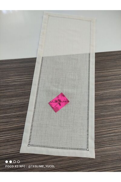 Etamin nakisim Etuval Linen Runer Krem Renk Şeker Antika