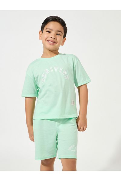 Styli Slogan Print T-Shirt & Shorts Set