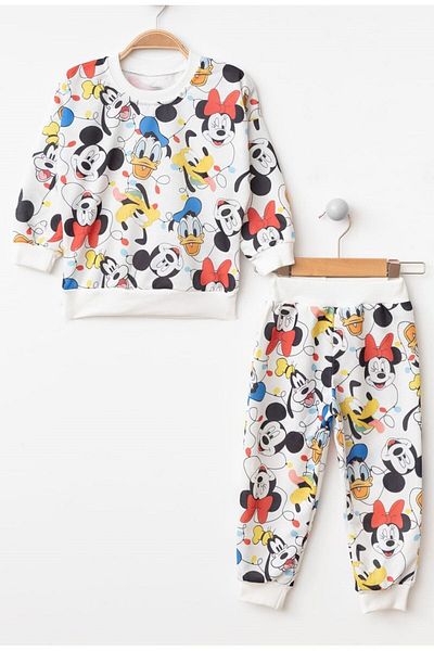 BUUFUU mickey Printed White long Sleeve Children's Set