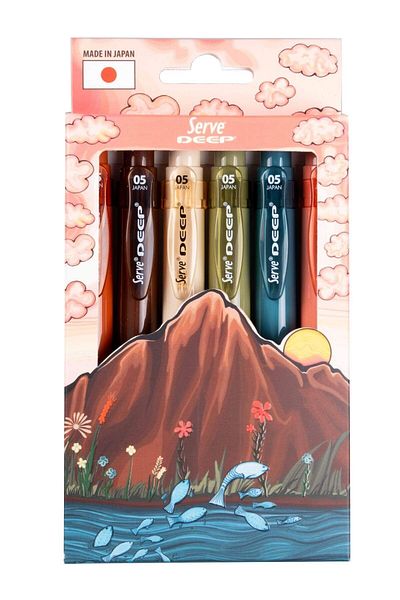 Serve 0.5mm Deep Tip Pen and Earth Tones - Set of 6