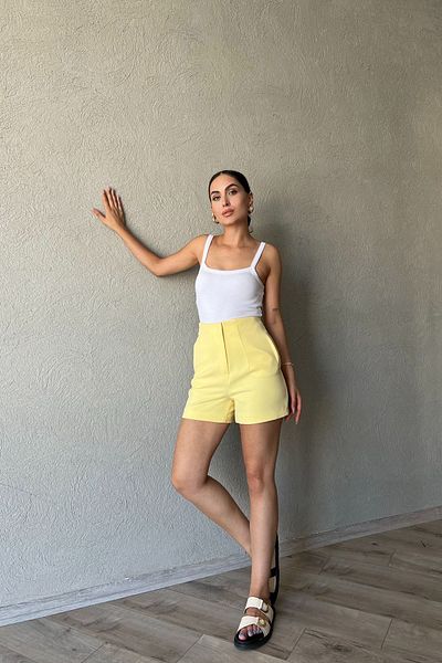 Seda Yalçın Atelier Mini Shorts - Yellow Collet Detailed