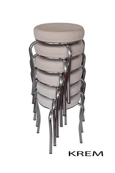 Ankhira Tabure (6 ADET) (MONTELİ GÖNDERİM) Krom Ayaklı, Taytüyü Kumaş, Metal Ahtapot