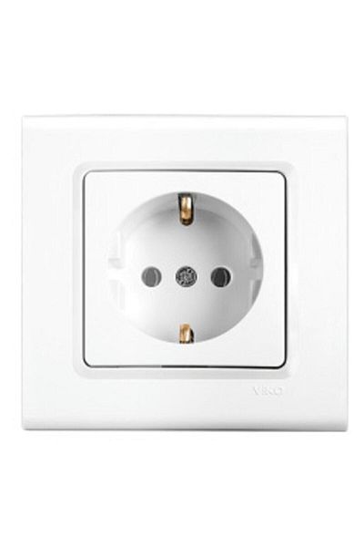 VİKO Linnera White Grounded Socket with Frame (12 Pieces)