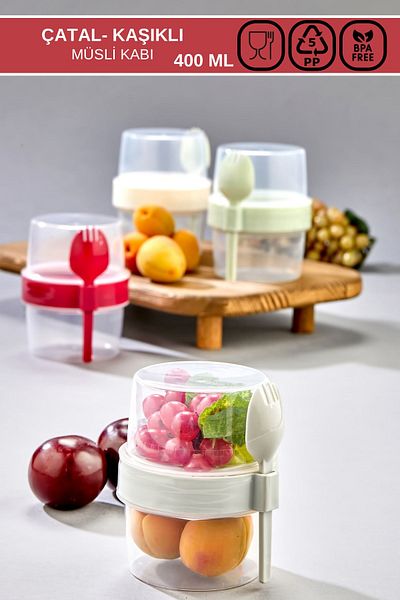 Poomy 400 ml Practical Portable Yogurt - Muesli Storage and Nutrition Container