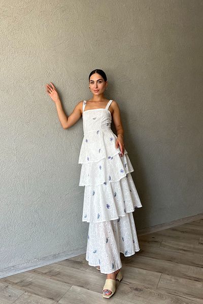 Seda Yalçın Atelier Green Purple Floral Pattern - Tied Detailed Layered Dress