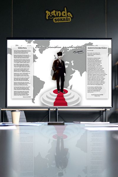 PANDA SOKAĞI Σχολικές αφίσες Atatürk Corner Foil Printing Εύκολη εφαρμογή Ποιότητα Hd