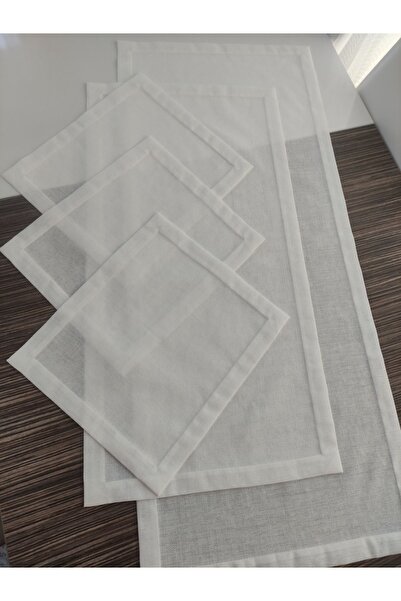 Etamin nakisim Etuval linen 5 parça salon takımı runer orta sehpa 3 zigon peç...