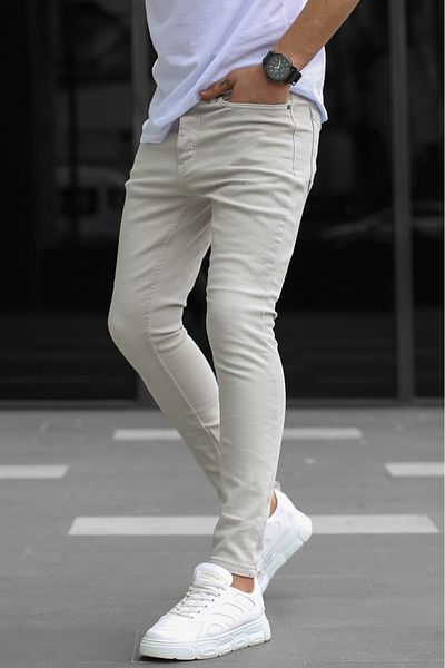 Madmext Hellbeige Slim Fit-Hose aus Canvas für Herren