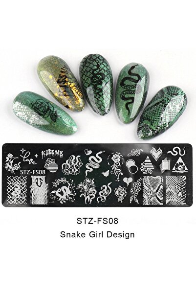 Beauty Box Yılan Snake Girl Nail Art Stampa Plakası Tırnak Stampası Tırnak Sü...