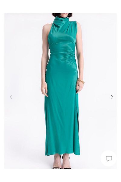 Natavan Rochie Verde Degaje Guler Satin