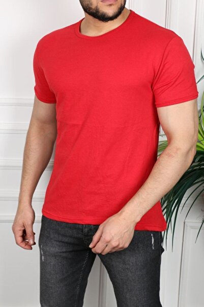 ŞENOL ÇARŞI Erkek Kırmızı Dar Kesim Slim Fit Tshirt