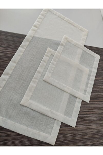 Etuval Linen Etamin_nakisim 3 Parça Yatak Odası Takımı Krem Simli Renk