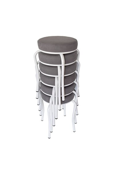 Ankhira Tabure (6 ADET) (MONTELİ GÖNDERİM) Beyaz Ayaklı, Taytüyü Kumaş, Metal Ahtapot