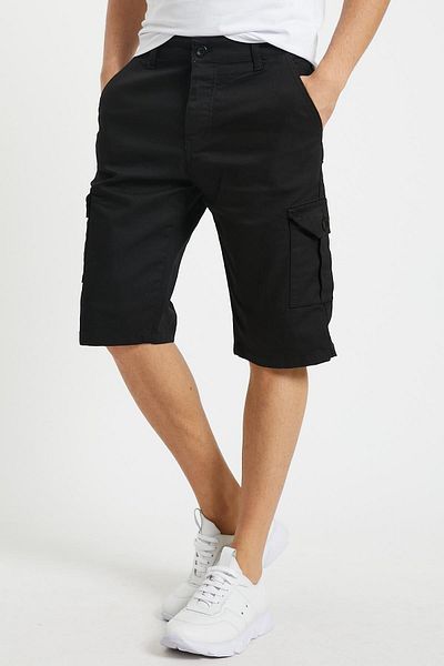 Domoda Jeans-Cargo-Shorts für Herren – Schwarz, Slim Fit, Stretch-Stoff, Seitentasche