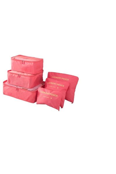 Lequeen Red Suitcase Suitcase Organizer 6 Piece