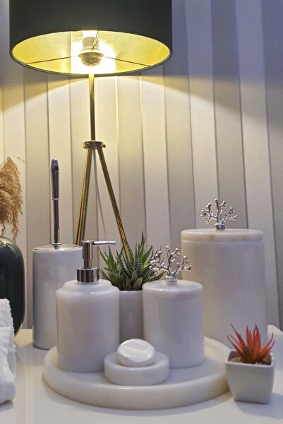 Dokimeion 7 li Beyaz Gümüş Mercan Banyo Seti