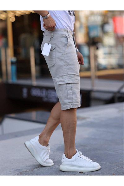 Domoda Stone Slim Fit None Denim Flexible Herren-Jeans-Cargo-Shorts aus Stoff mit Seitentaschen