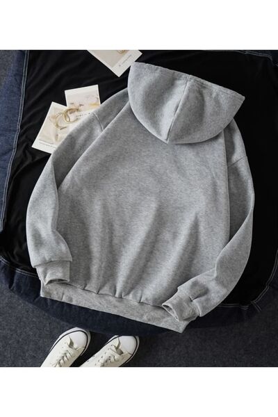 BYMEER Φούτερ με κουκούλα Unisex Grey Garfield με στάμπα Lover Couple