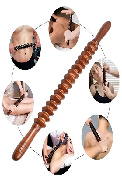 Ax Axentia Ahşap Selülit Döner Masaj Sopası Rulosu Merdanesi Çubuğu Refleksol...