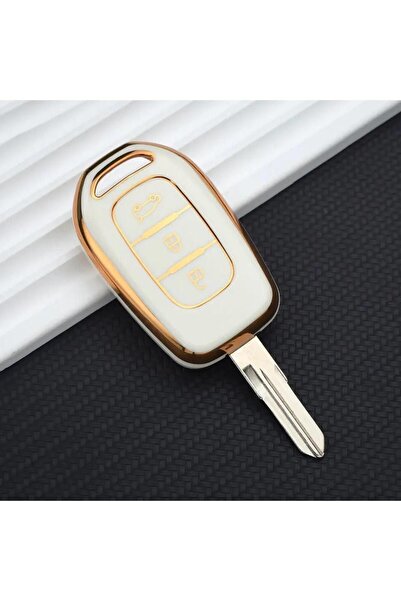 AYZ GARAGE حافظة مفاتيح كريمية ذات 3 مفاتيح من Dacia-Renault - مادة TPU